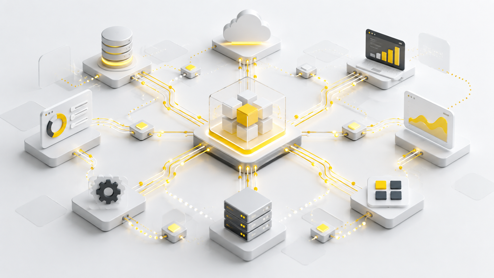 Ilustracao de sistemas integrados por APIs