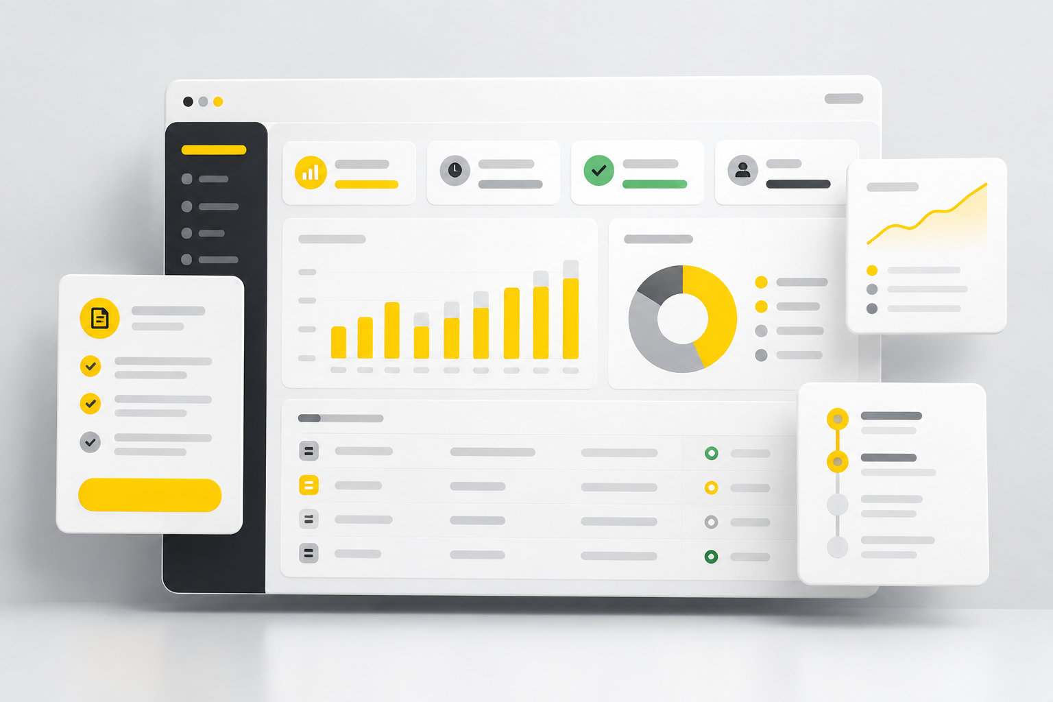 Arte de dashboard financeiro representando o JIT Finance Essential